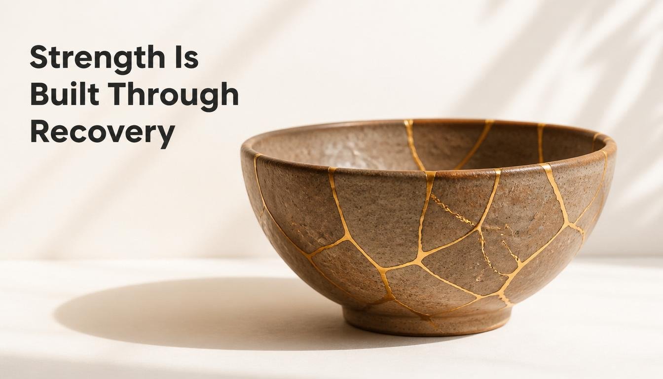 Kintsugi bowl with gold cracks representing strength through building resilience