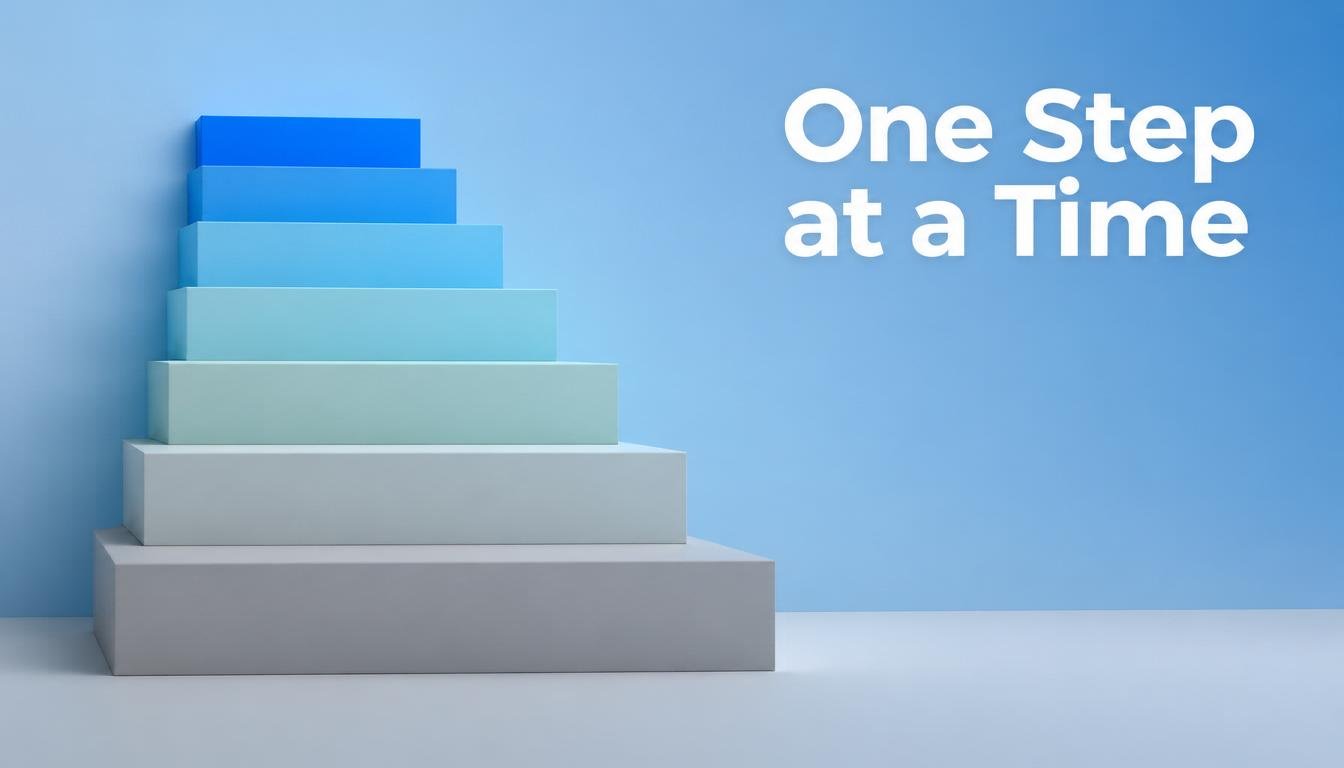 Blue staircase blocks showing step by step emotional regulation progress