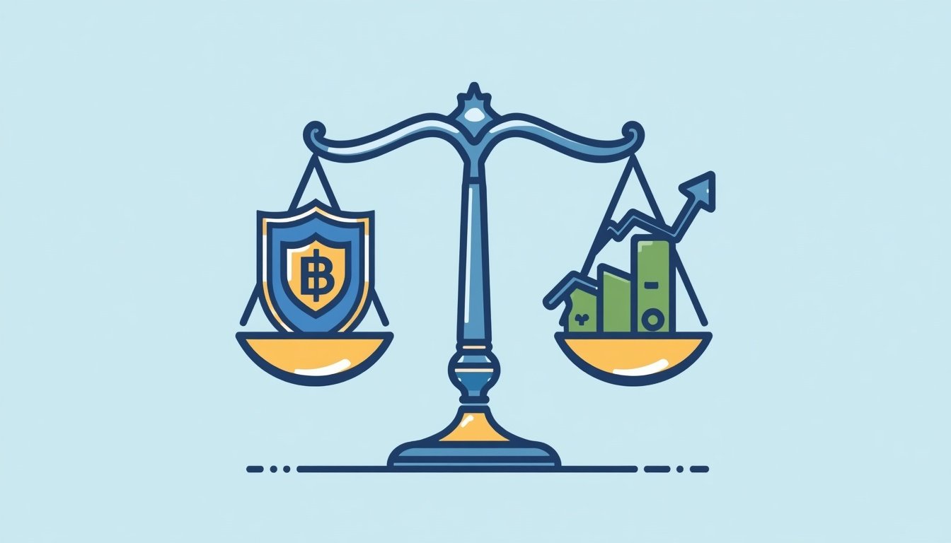 Scale balancing financial protection and investment growth for beginners