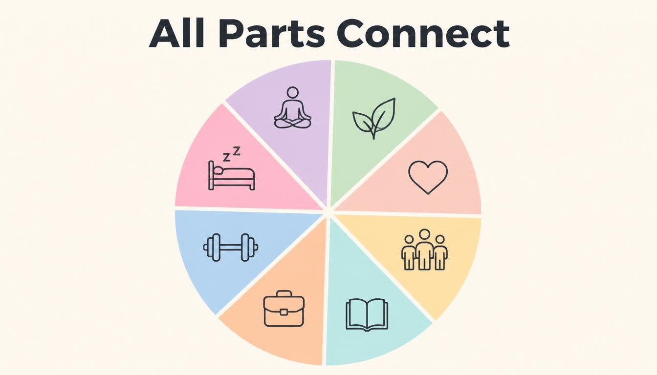 Wellness wheel showing all areas connected to physical wellness