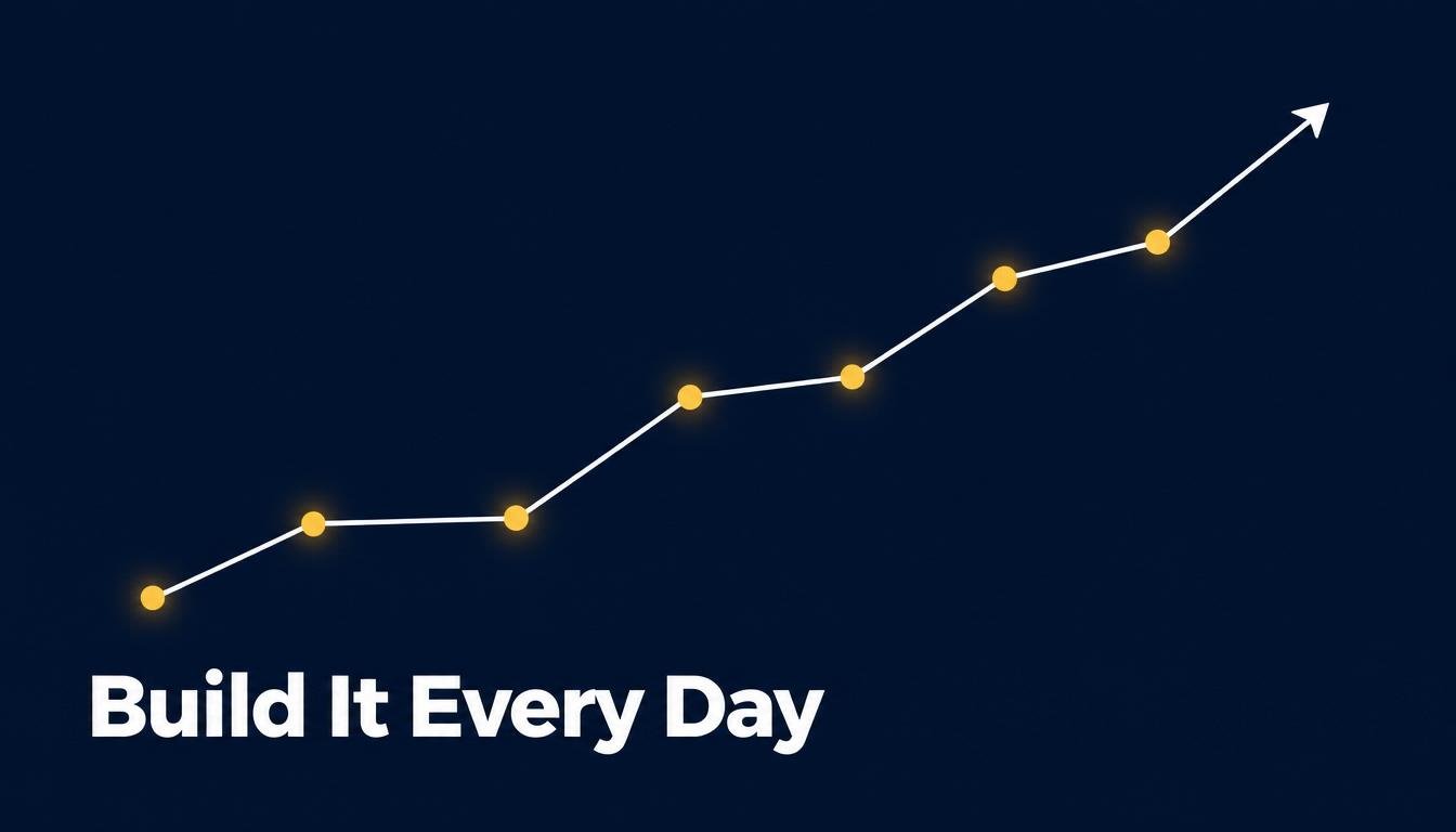 Upward line graph showing daily positive thinking building consistent growth
