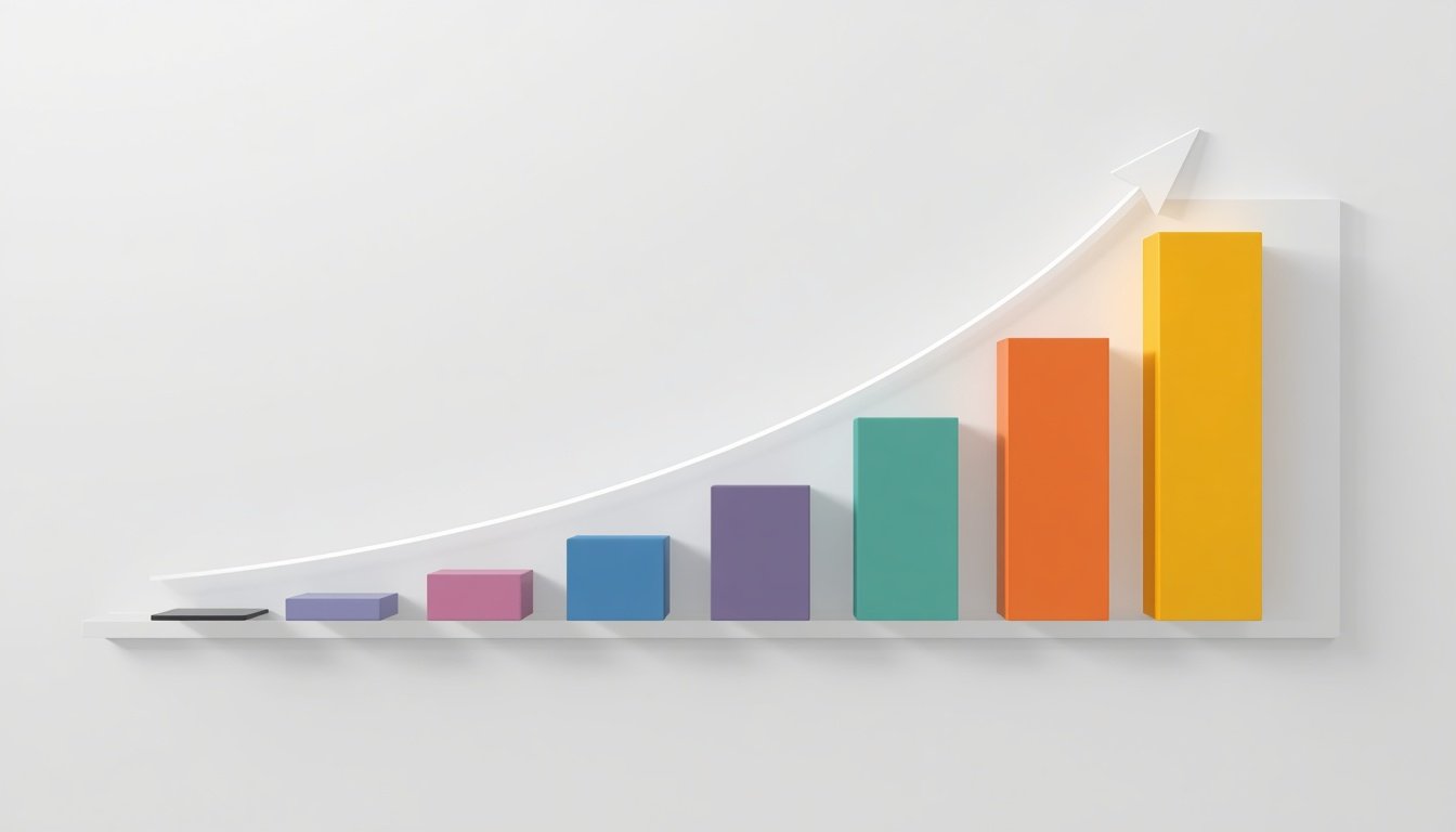 Rising bar chart showing income growth from side hustles