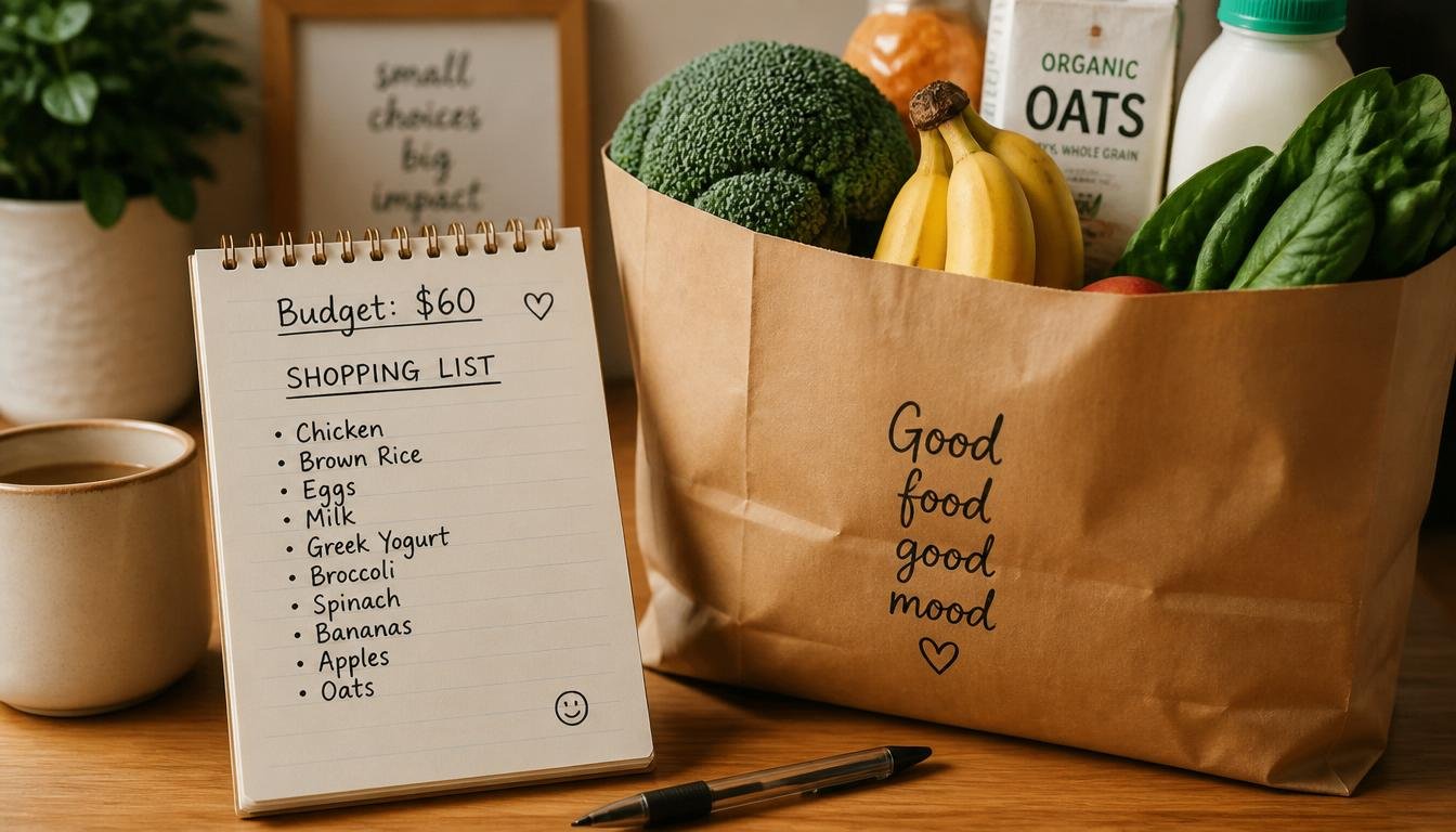 Budgeted grocery shopping list helping you track expenses daily