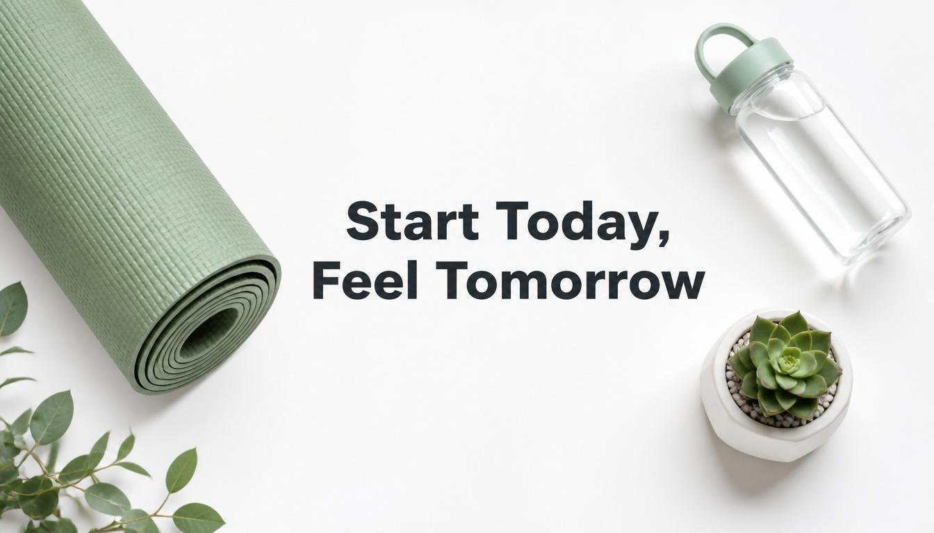 Yoga mat and water bottle ready to start experiencing yoga benefits today
