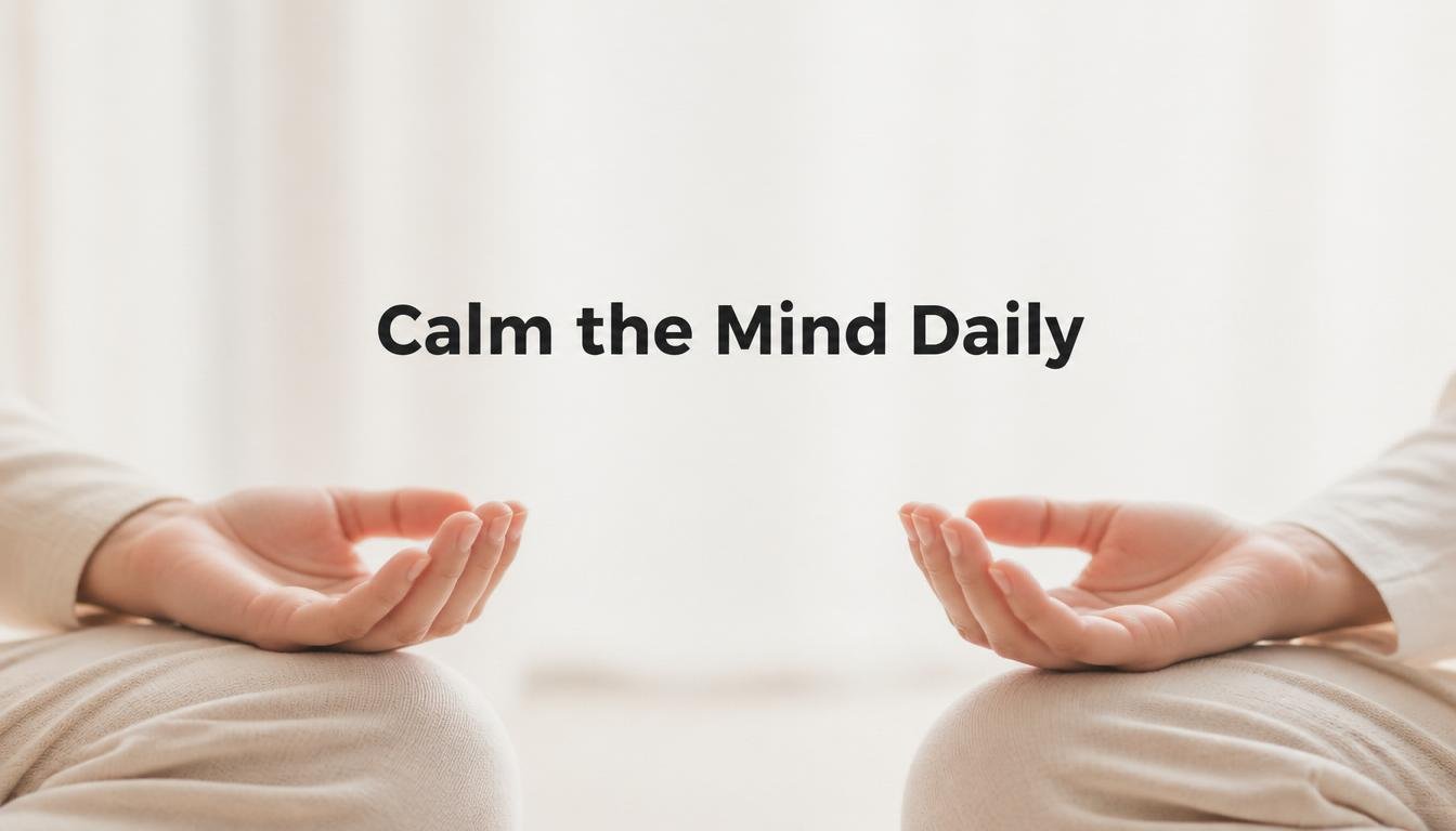 Meditation hands in mudra pose showing calming yoga benefits daily