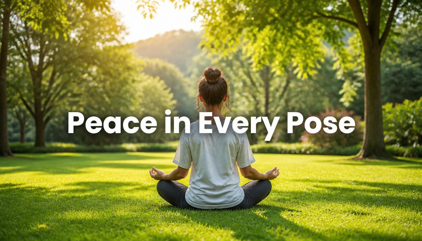 Woman meditating in park showing peaceful yoga benefits in nature